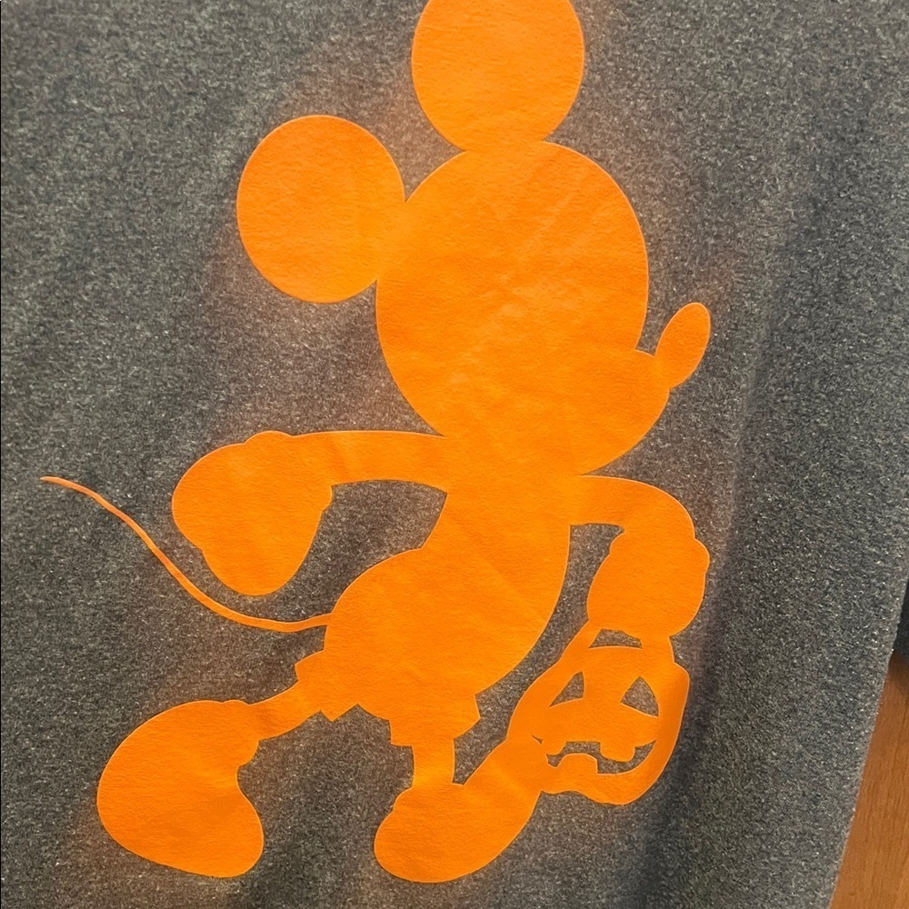 Disney Gray and Orange Mickey Halloween Tee Large - Picture 2 of 6